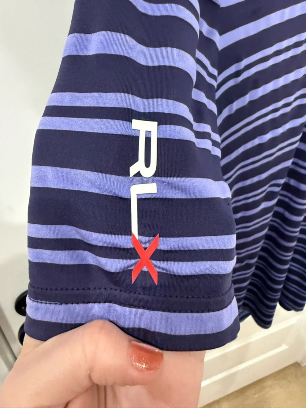 Men's Striped Polo Shirt - Navy and Light Blue